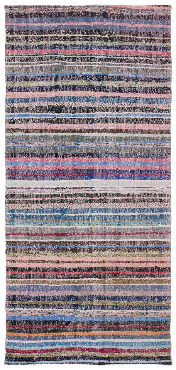 Bej Bohem Çizgili Yün Halı 138x300