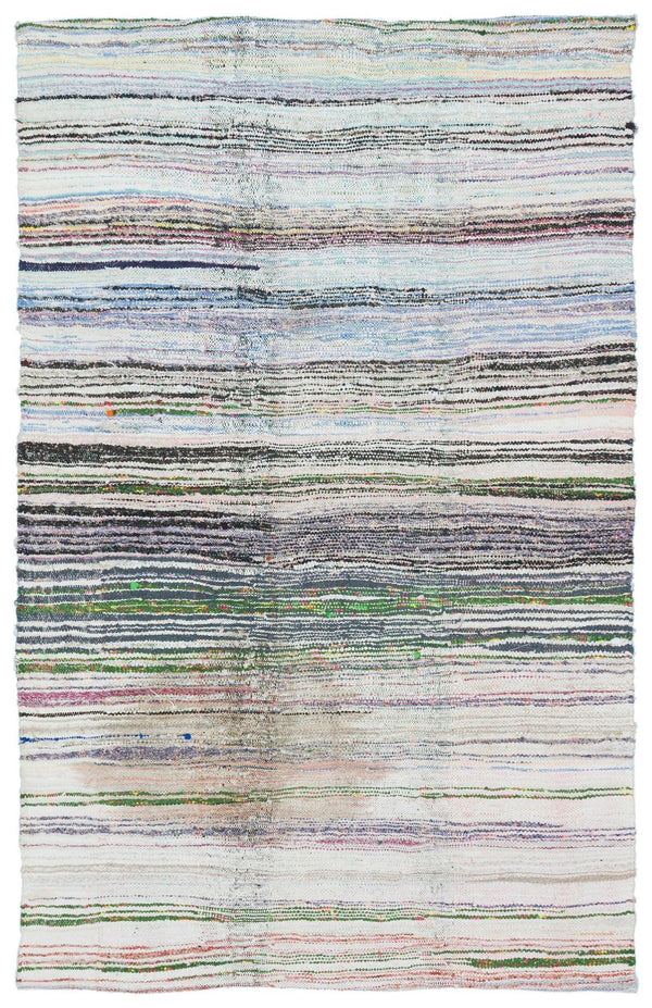 Bej Bohem Çizgili Yün Halı 148x237