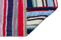 Colorful Striped Turkish Kilim Rug in Red & Blue 162x303 cm (5'4" x 9'11")