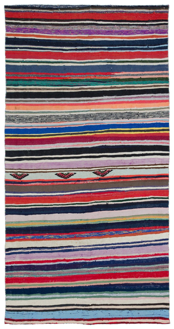 Bej Bohem Çizgili Yün Halı 162x303