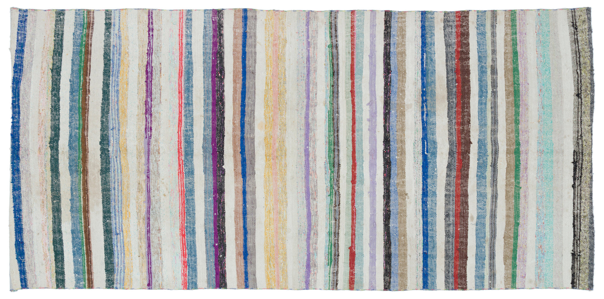 Girit Bej Çizgili Yün El Dokuma Halısı 141 x 290 Apex Unique