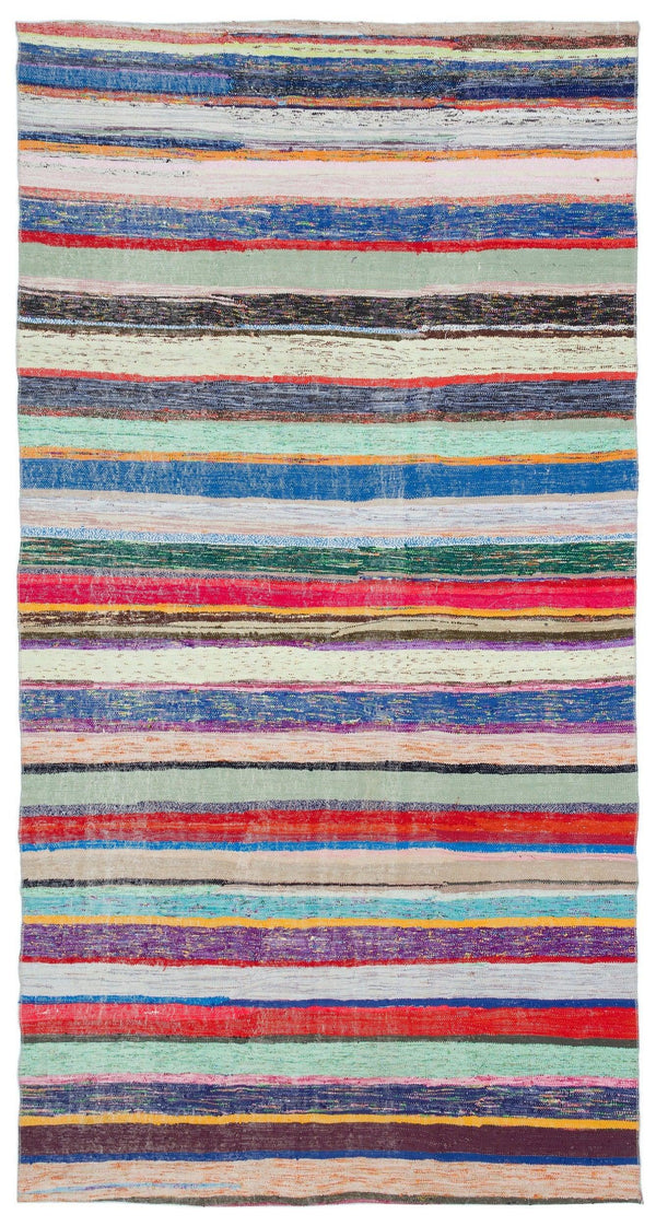 Bej Bohem Çizgili Yün Halı 163x310