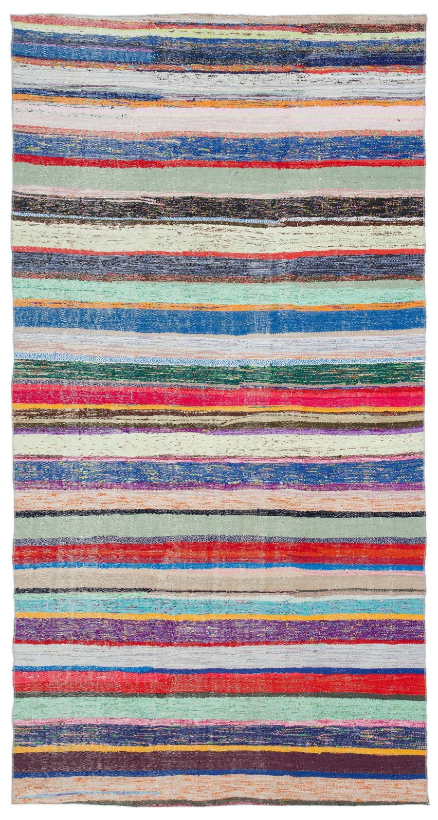 Çok Renkli Çizgili Yün El Dokuma Halı 163x310 cm 32118 – Koridor kullanımı