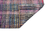 Çok Renkli El Dokuma Halı Çizgili Pembe Detaylı Kök Boyalı 151x316 cm 32122