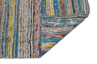 Colorful Striped Turkish Kilim Rug in Blue & Yellow 149x325 cm (4'11" x 10'8")