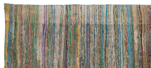 Girit Bej Çizgili Yün El Dokuma Halısı 149 x 325 Apex Unique