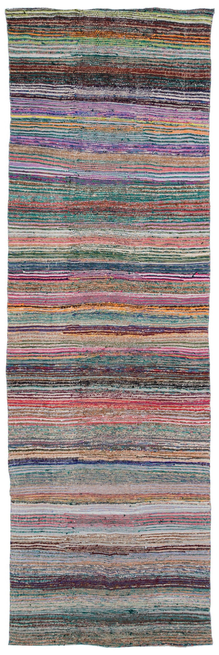 Girit Bej Çizgili Yün El Dokuma Halısı 129 x 398 Apex Unique