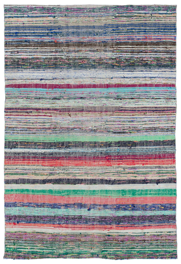 Bej Bohem Çizgili Yün Halı 156x230