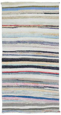 Girit Bej Çizgili Yün El Dokuma Halısı 160 x 306 Apex Unique