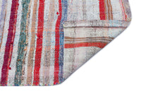Ethnic Striped Kilim Runner Rug in White & Multicolor 102x270 cm (3'4" x 8'10")