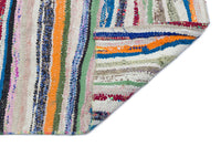 Colorful Striped Handwoven Wool Kilim Rug 151x140 cm (4'11" x 4'7")