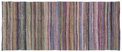 Girit Bej Çizgili Yün El Dokuma Halısı 135 x 332 Apex Unique