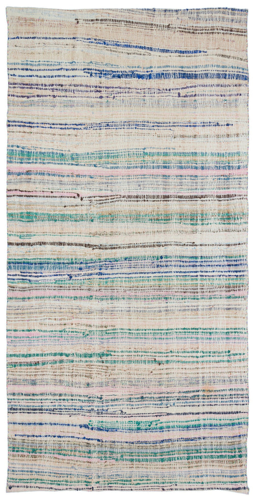 Girit Bej Çizgili Yün El Dokuma Halısı 158 x 306 Apex Unique