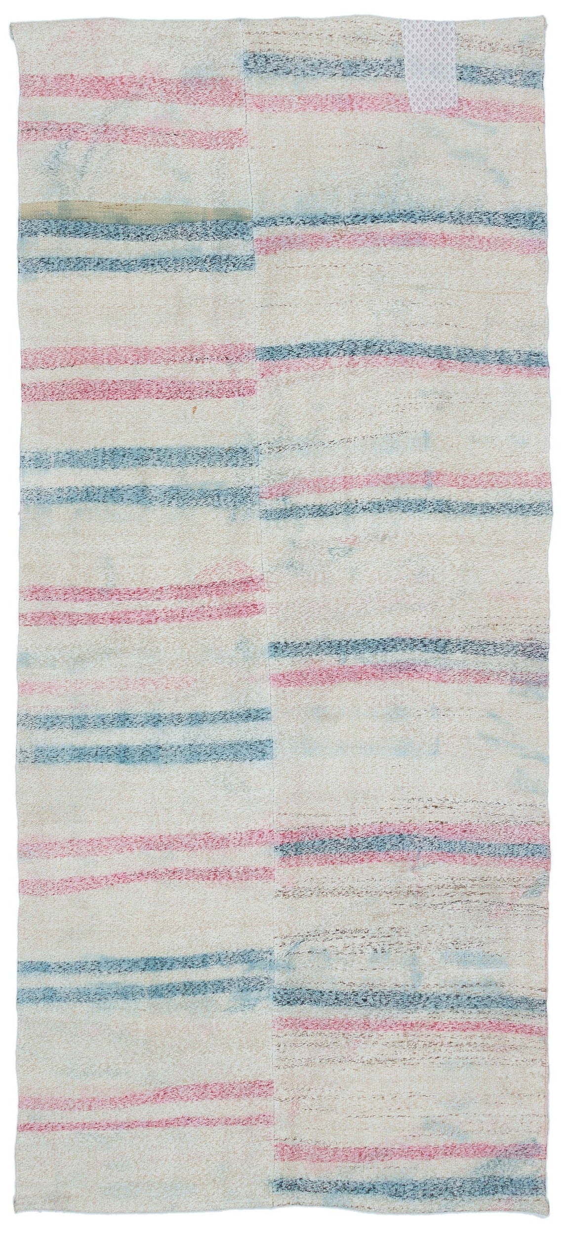 Girit Bej Çizgili Yün El Dokuma Halısı 111 x 257 Apex Unique