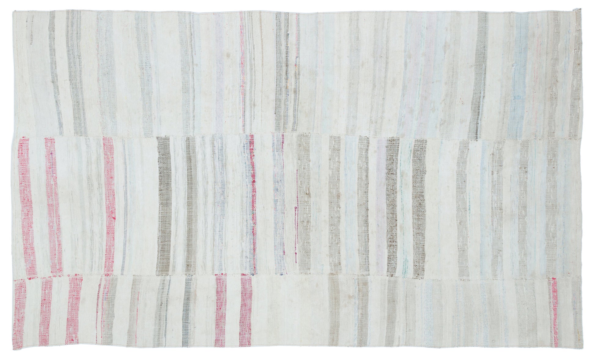 Girit Beyaz Çizgili Yün El Dokuma Halısı 150 x 256 Apex Unique