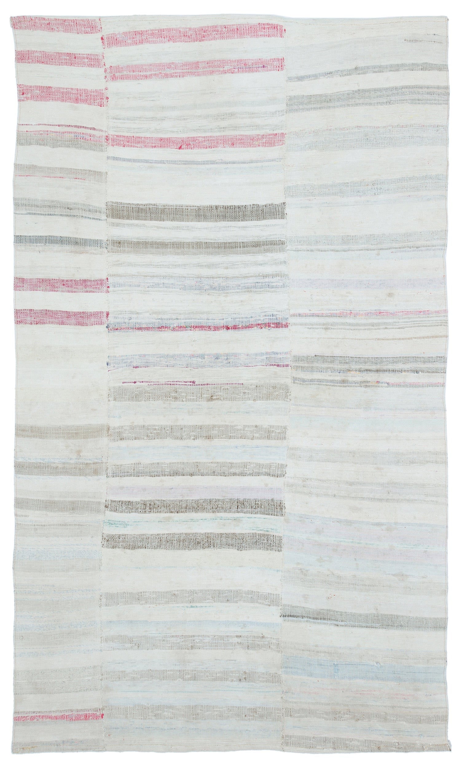 Girit Beyaz Çizgili Yün El Dokuma Halısı 150 x 256 Apex Unique