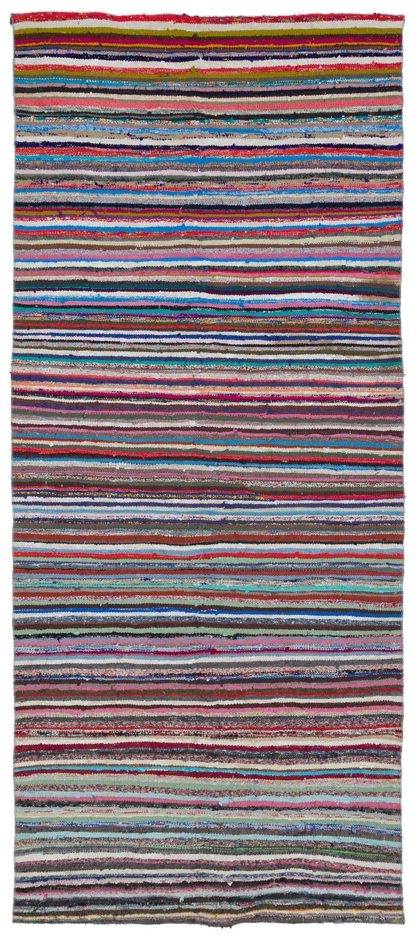 Bej Bohem Çizgili Yün Halı 142x341