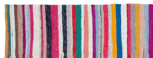 Girit Bej Çizgili Yün El Dokuma Halısı 130 x 348 Apex Unique