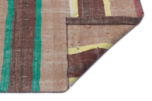 Girit Bej Çizgili Yün El Dokuma Halısı 144 x 353 Apex Unique