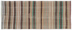 Girit Bej Çizgili Yün El Dokuma Halısı 144 x 353 Apex Unique