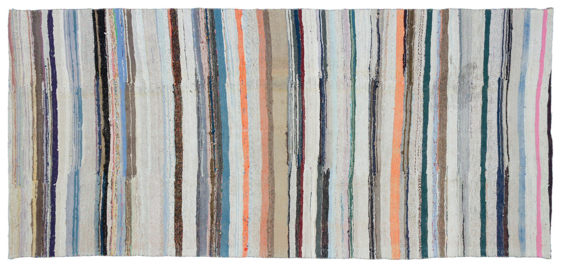 Girit Bej Çizgili Yün El Dokuma Halısı 161 x 355 Apex Unique