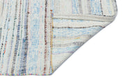 Mavi Bohem Çizgili Yün Halı 157x232