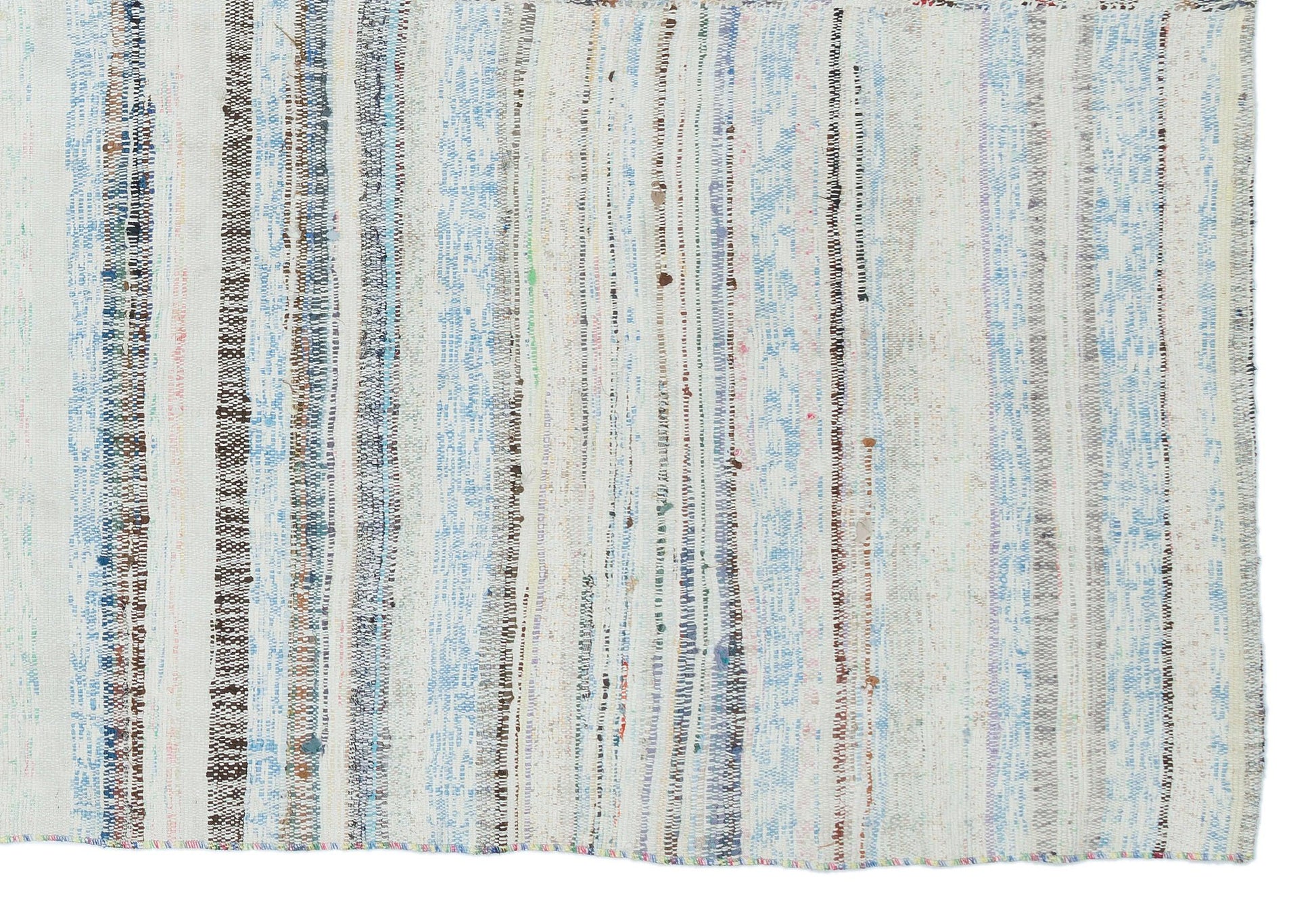 Mavi Bohem Çizgili Yün Halı 157x232
