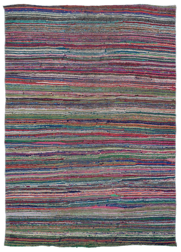 Bej Bohem Çizgili Yün Halı 170x233