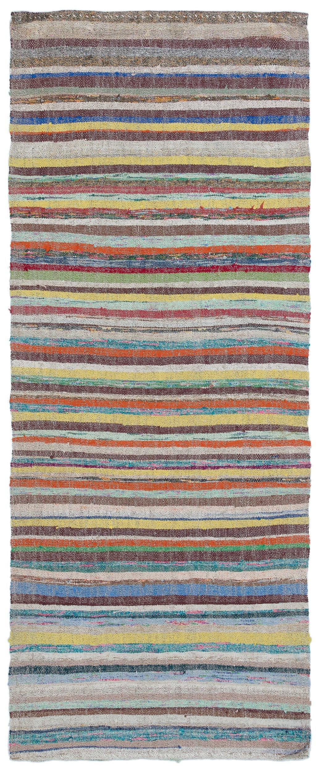 Girit Bej Çizgili Yün El Dokuma Halısı 100 x 237 Apex Unique