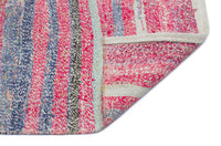 Tapis bohème rose et bleu à rayures, tissé à la main 135x256 cm 32200