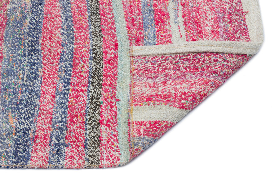 Pembe Anadolu Bohem Çizgili Yün Halı 135x256 - Özel Seri