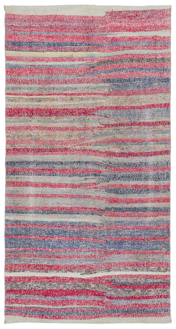 Pembe Anadolu Bohem Çizgili Yün Halı 135x256 - Özel Seri