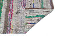 Grey Multicolor Striped Wool Kilim Rug 150x292 cm (4'11" x 9'7")