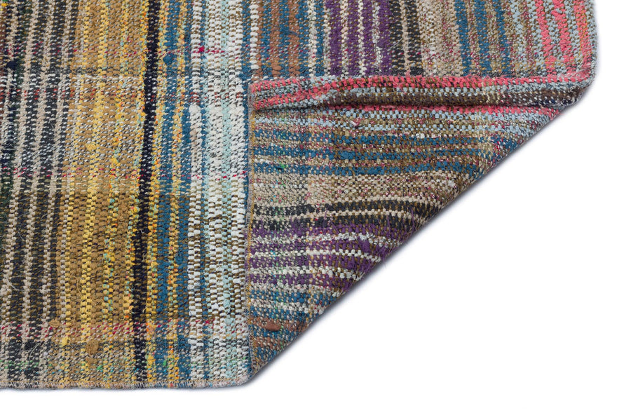 Bej Anadolu Bohem Çizgili Yün Halı 155x340 - Özel Seri