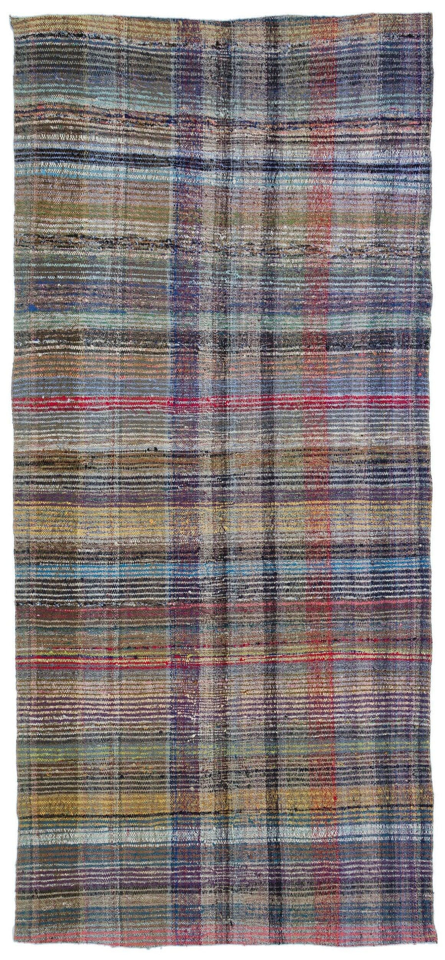 Çok Renkli El Dokuma Halı Etnik Çizgili Yün 155x340 cm – Koridor kullanımı