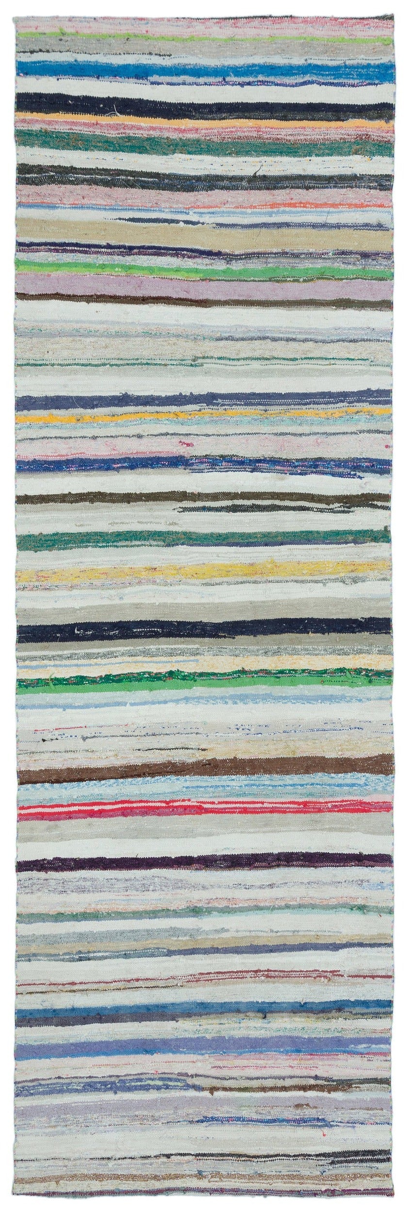 Girit Bej Çizgili Yün El Dokuma Halısı 131 x 396 Apex Unique