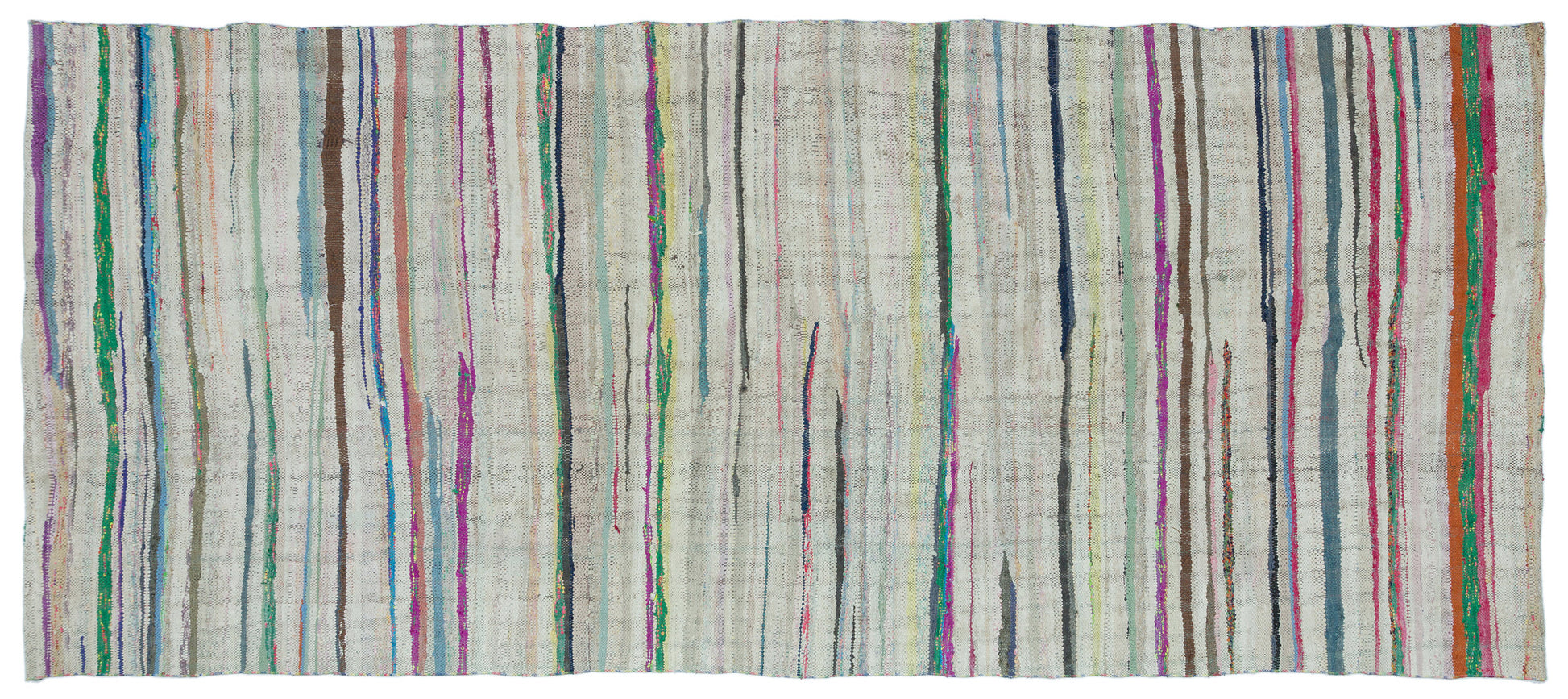 Girit Bej Çizgili Yün El Dokuma Halısı 172 x 398 Apex Unique