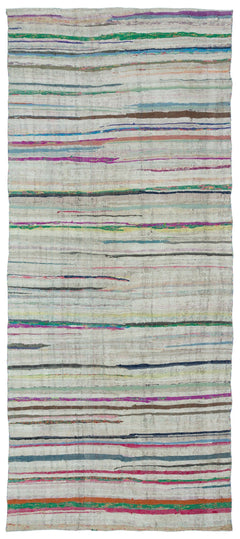 Girit Bej Çizgili Yün El Dokuma Halısı 172 x 398 Apex Unique