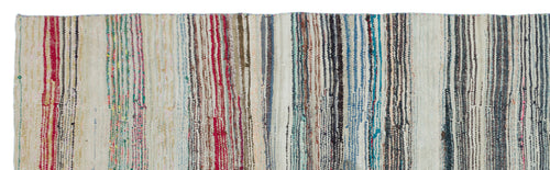 Girit Bej Çizgili Yün El Dokuma Halısı 119 x 421 Apex Unique