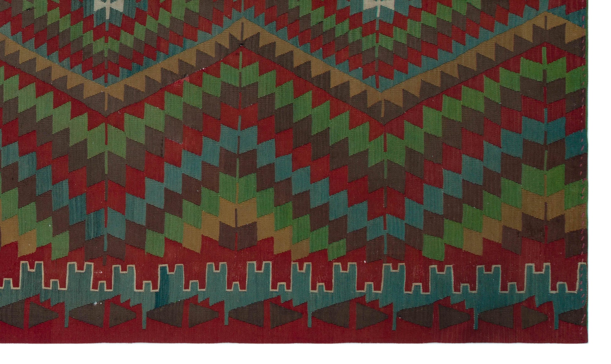 Hardal Kiremit Anadolu Bohem Geometrik Yün Halı 178x306 - Özel Seri