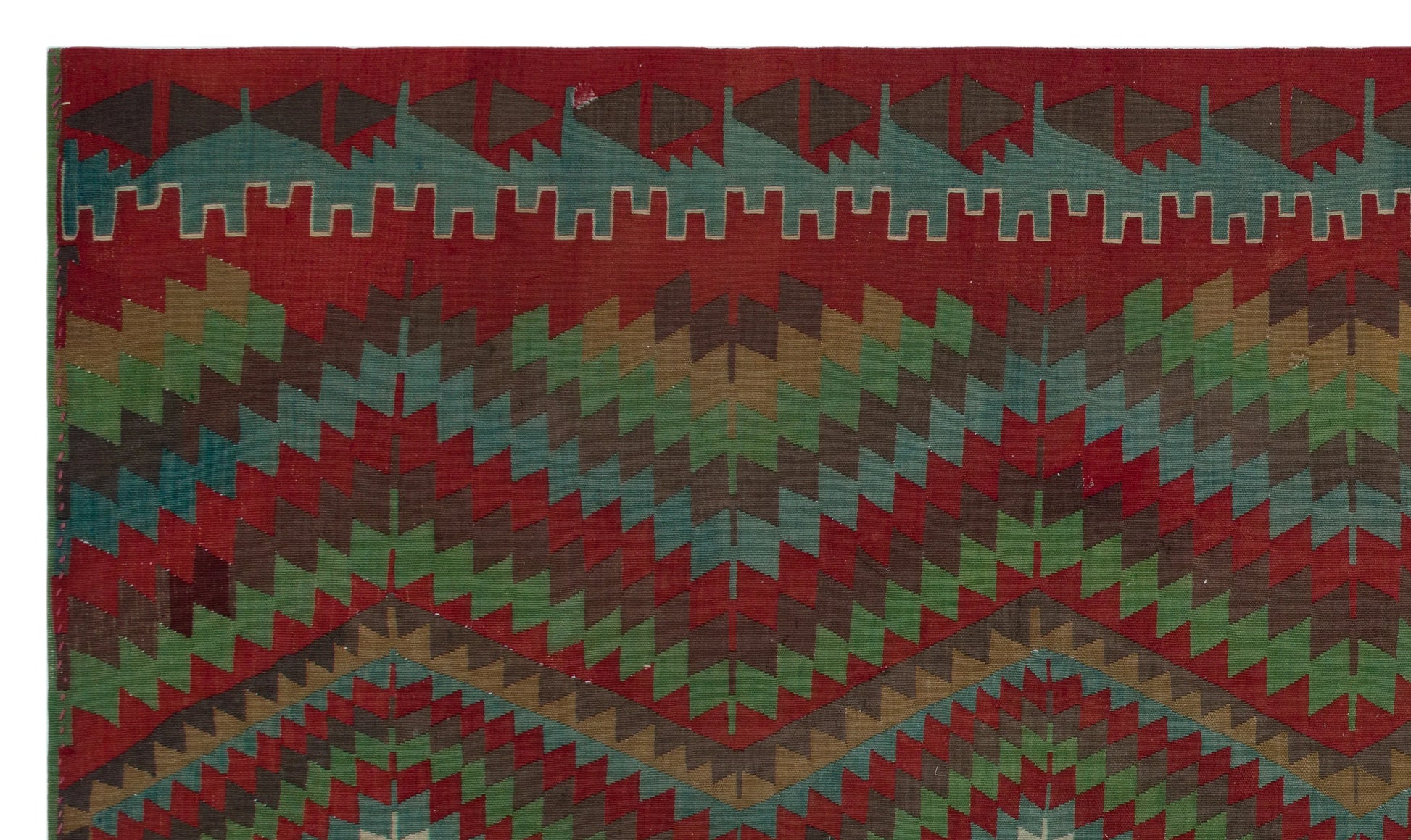 Hardal Kiremit Anadolu Bohem Geometrik Yün Halı 178x306 - Özel Seri