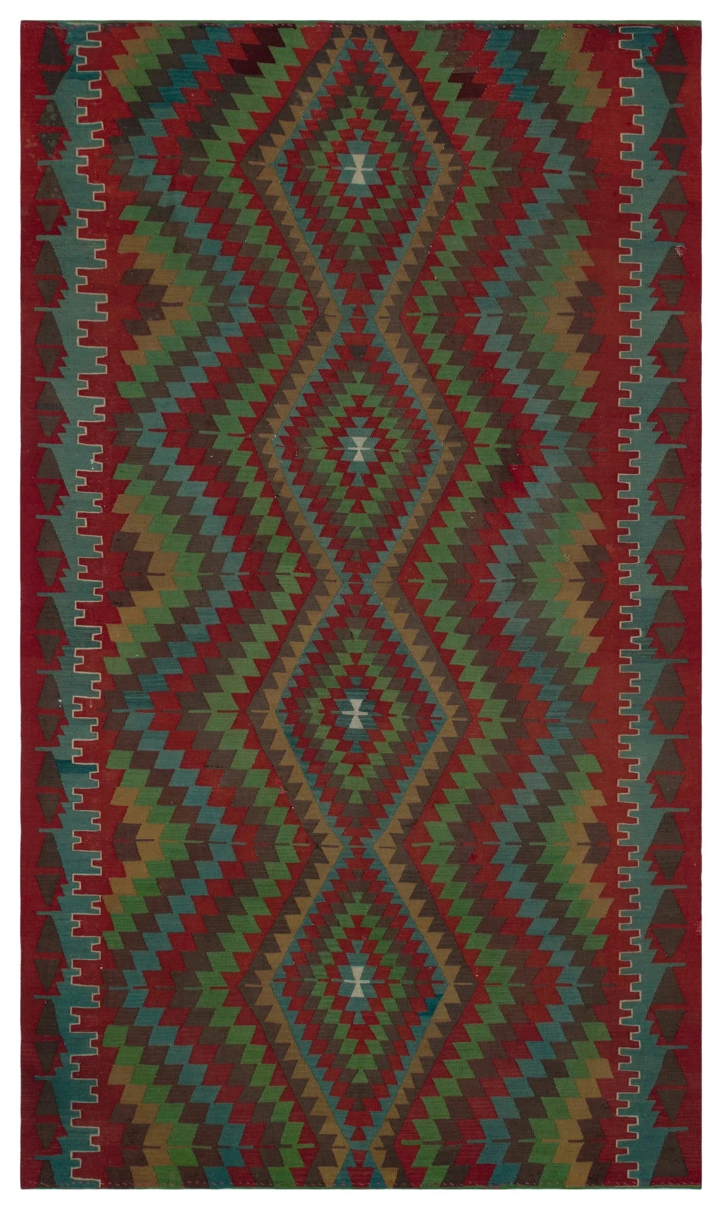 Hardal Kiremit Anadolu Bohem Geometrik Yün Halı 178x306 - Özel Seri