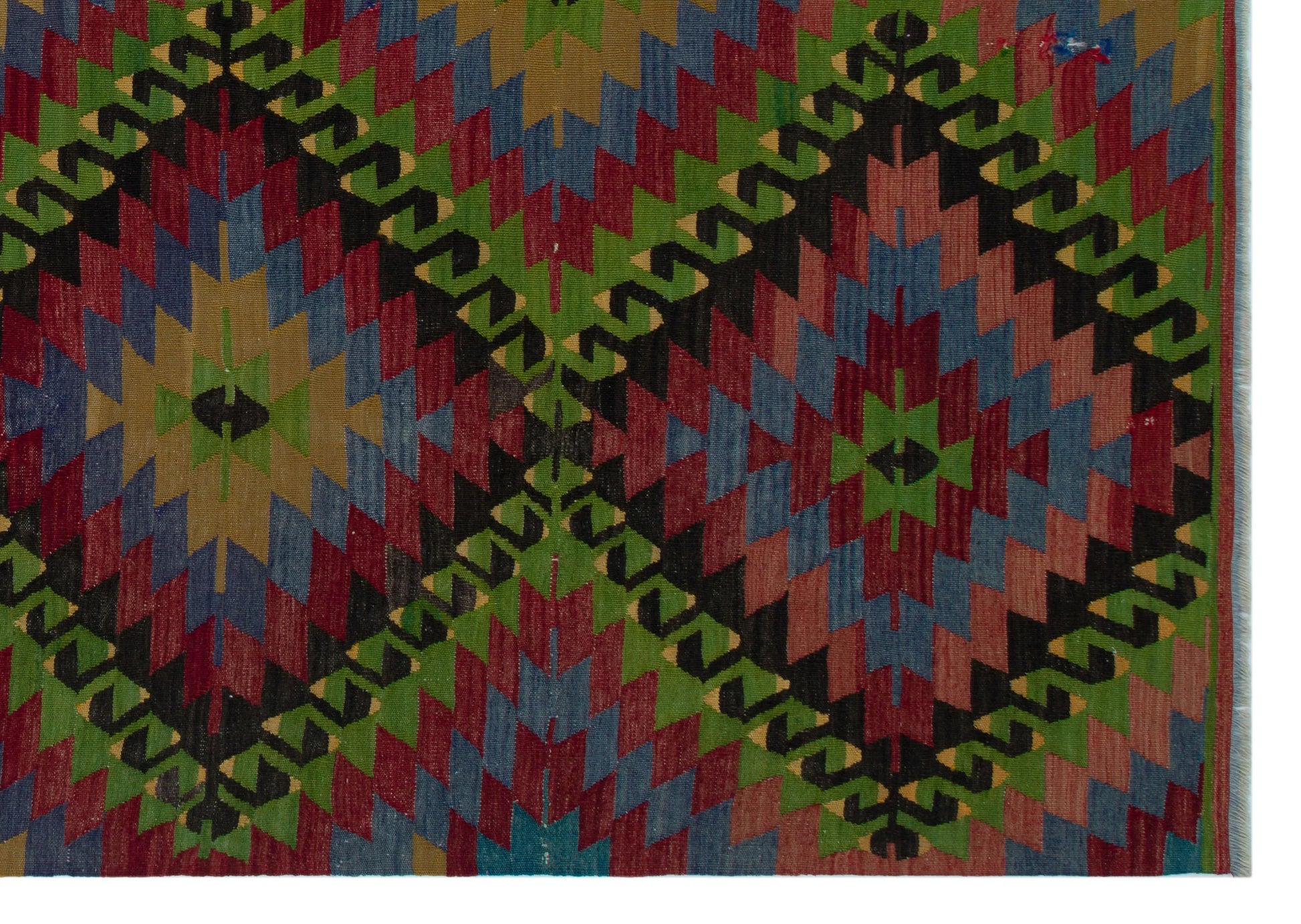 Bordo Kırmızı Anadolu Bohem Geometrik Yün Halı 190x267 - Özel Seri