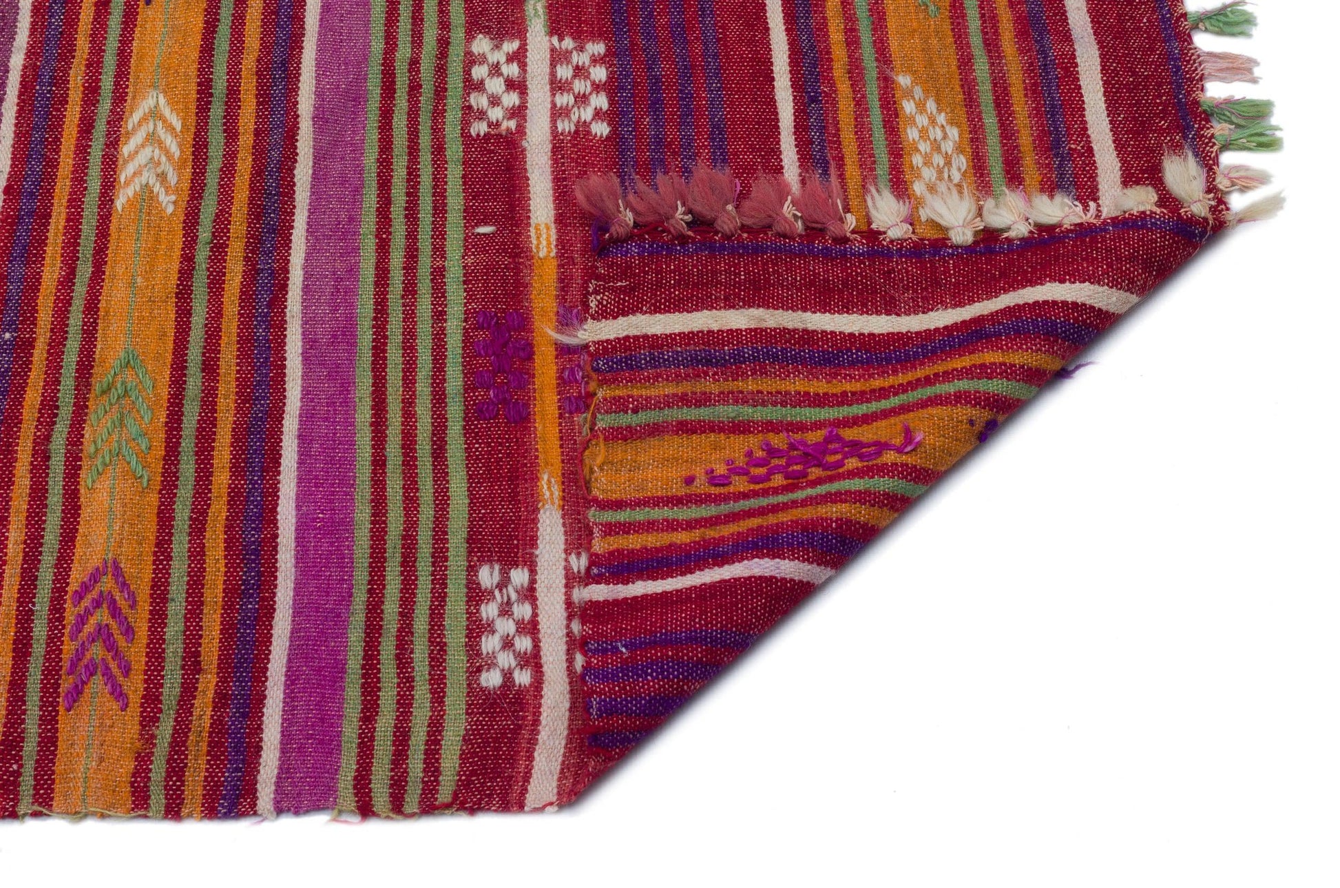 Beyaz Bordo Anadolu Bohem Geometrik Yün Halı 197x266 - Özel Seri
