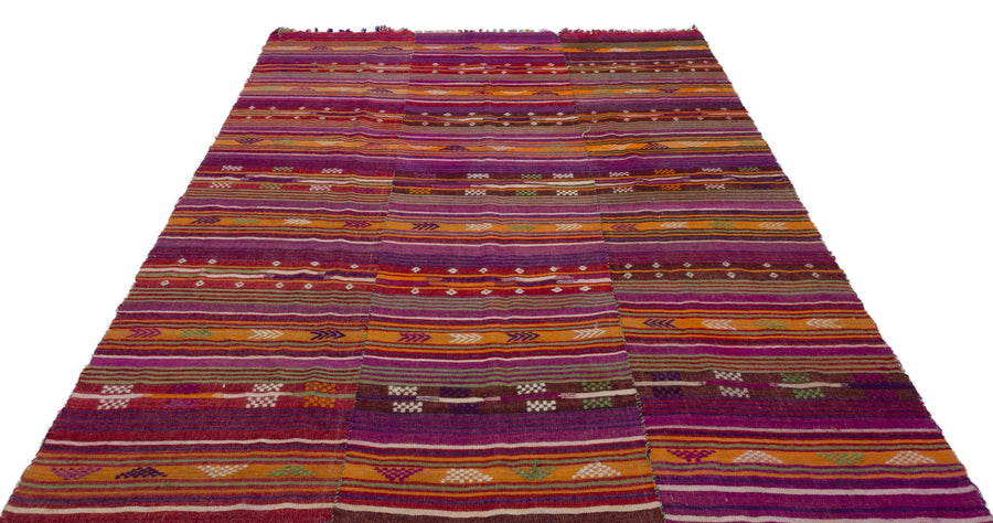 Beyaz Bordo Anadolu Bohem Geometrik Yün Halı 197x266 - Özel Seri