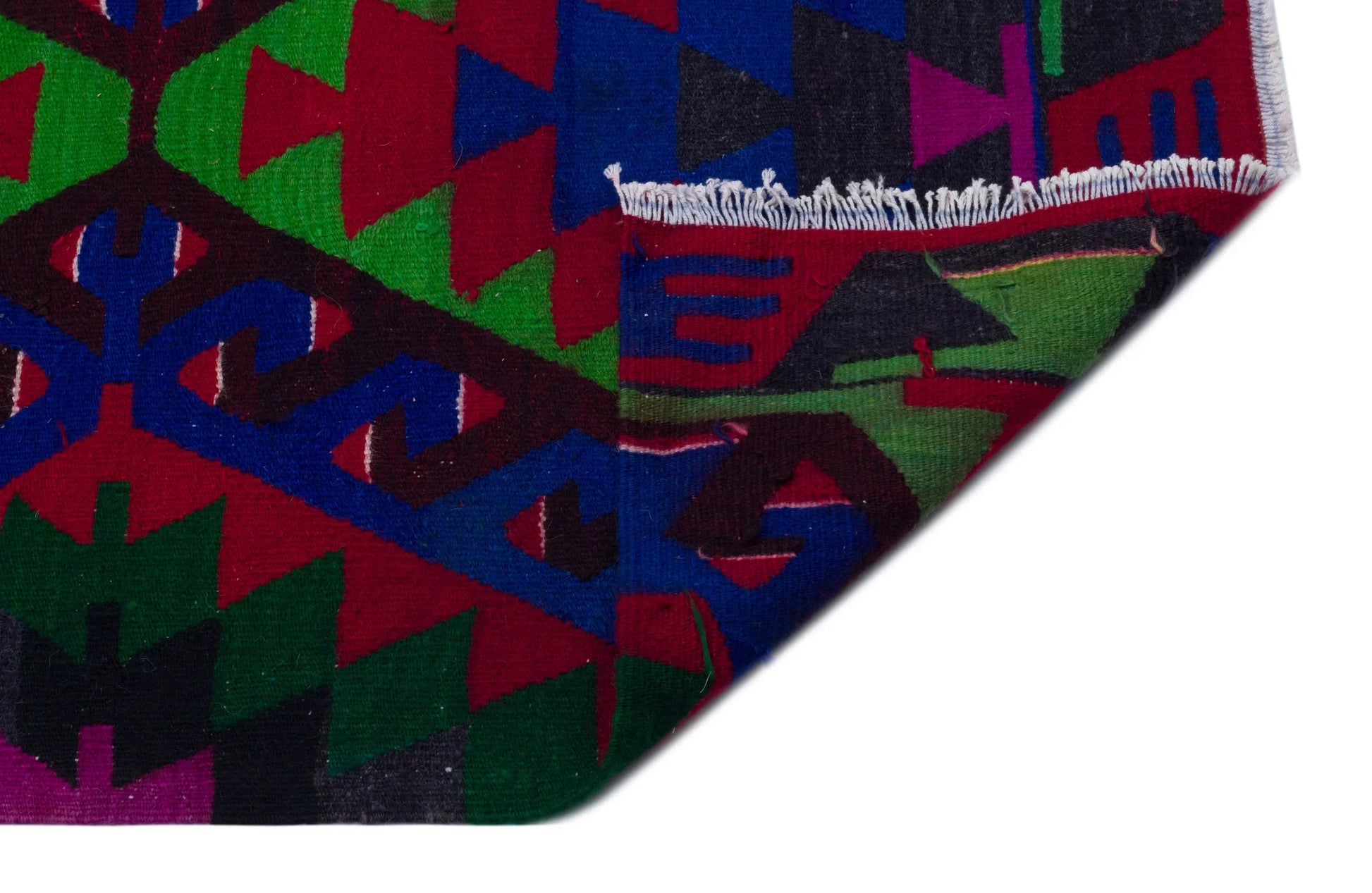 Bordo Kırmızı Anadolu Bohem Geometrik Yün Halı 174x337 - Özel Seri