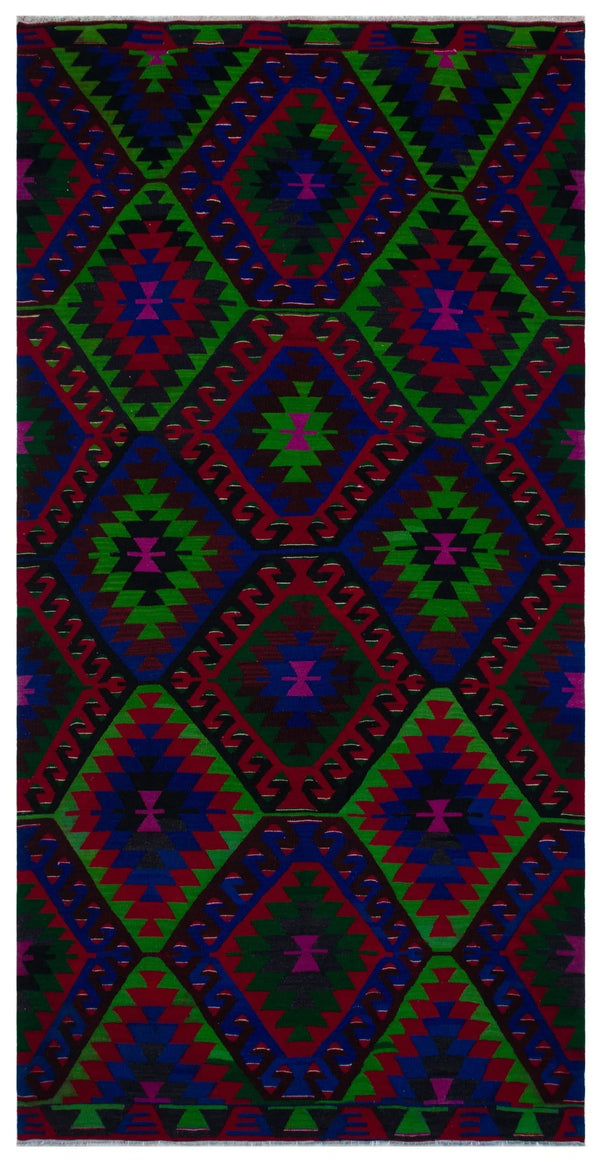 Bordo Kırmızı Anadolu Bohem Geometrik Yün Halı 174x337 - Özel Seri