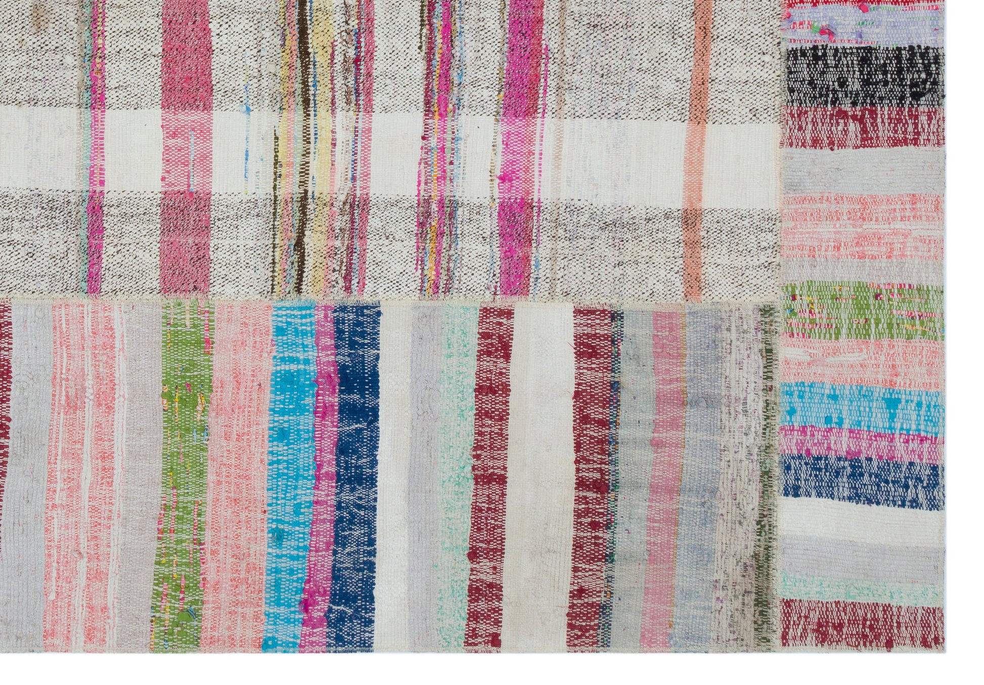 Teselya Bej Çizgili Yün El Dokuma Halısı 161 x 232 Apex Unique