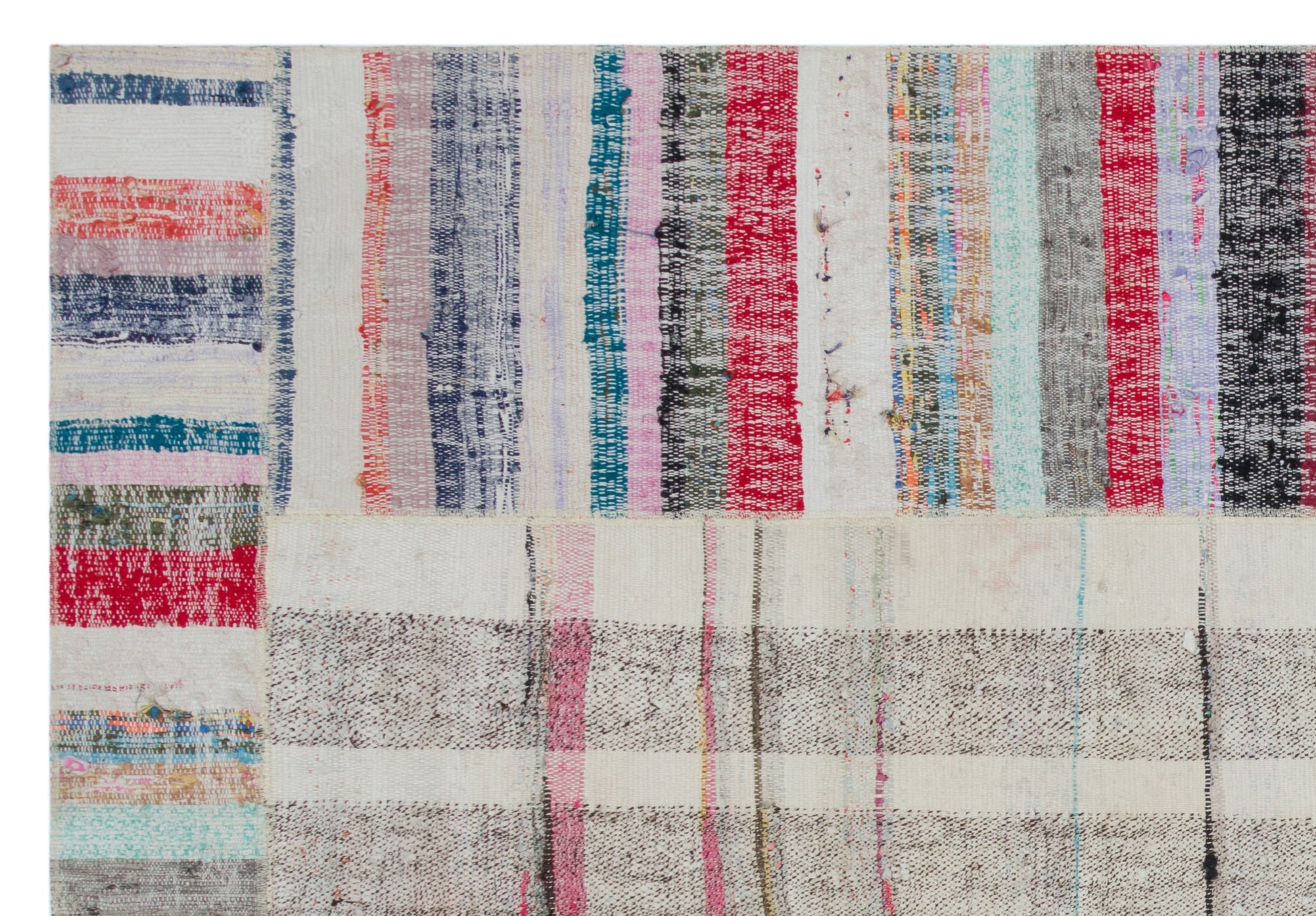 Teselya Bej Çizgili Yün El Dokuma Halısı 161 x 232 Apex Unique