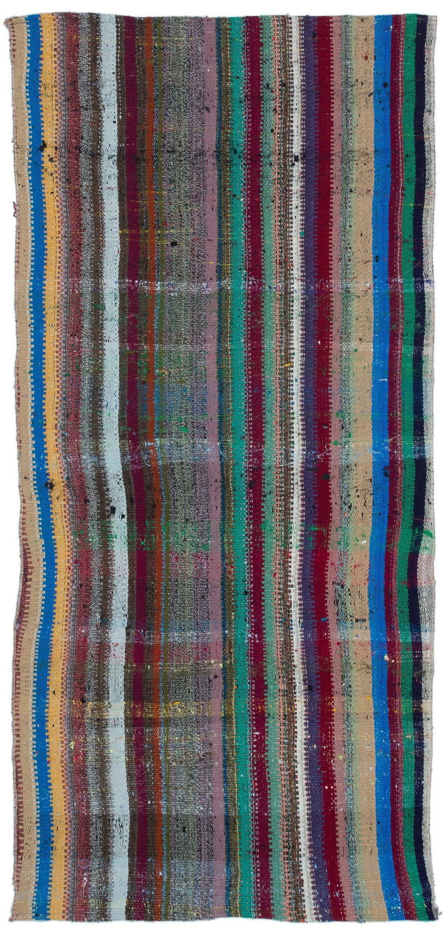 Bunter gestreifter Wollkelim, handgewebt 105x222 cm – im Flur